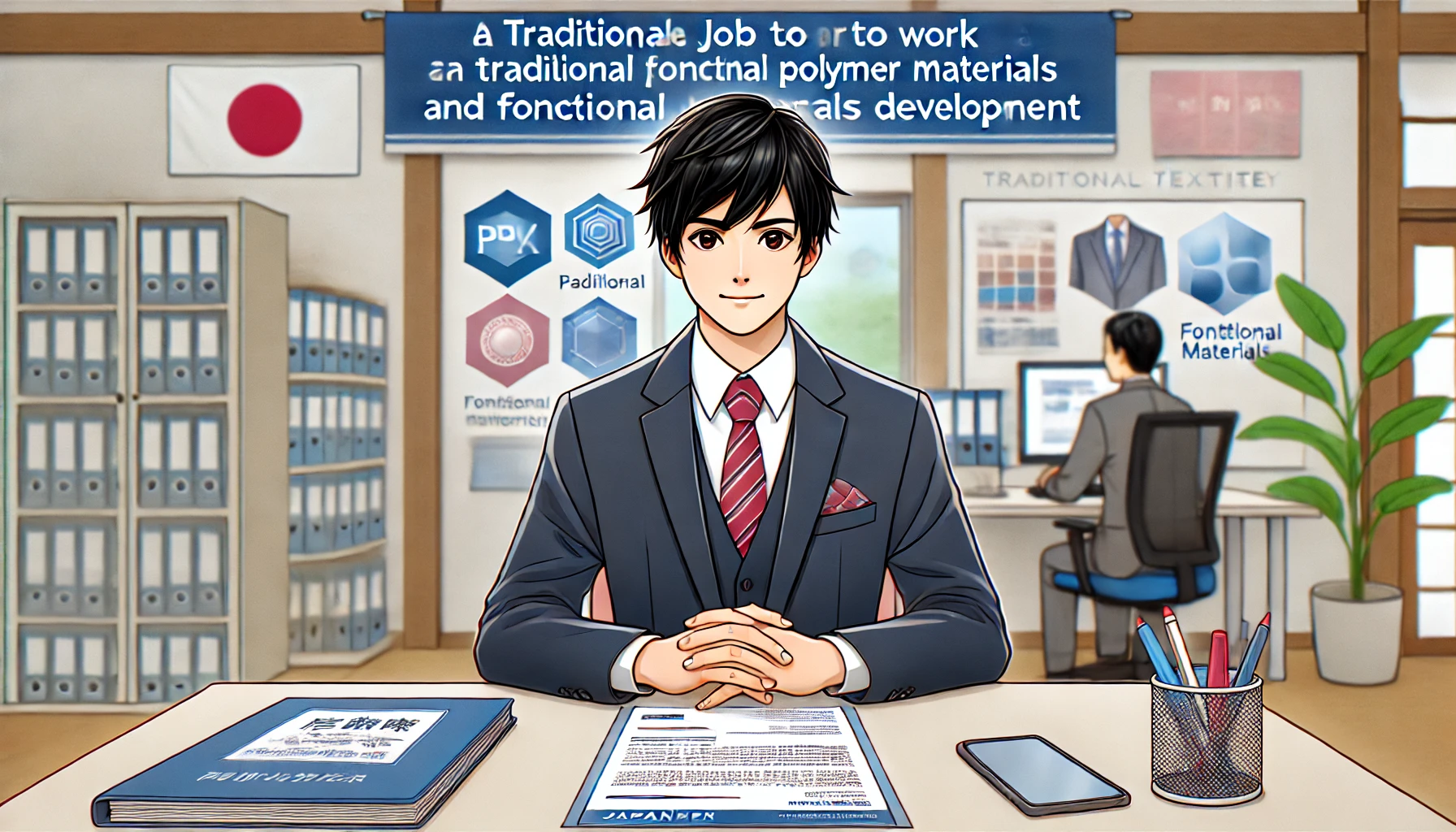 A-Japanese-job-applicant-expressing-their-motivation-to-work-at-a-traditional-textile-company-involved-in-advanced-polymer-materials-and-functional