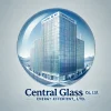 An image of Central Glass Co., Ltd., a Japanese glass manufacturer known for energy-efficient and earthquake-resistant glass products. The image should include a modern office building with the company's logo, showcasing its central role in the glass industry.