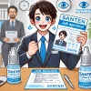 Career aspirations for joining Santen Pharmaceutical, a leading Japanese company in eye drops and ophthalmic products. The image should show a Japanese job applicant enthusiastically presenting their resume, with Santen's products and logo in the background. Emphasize a positive and professional atmosphere.